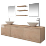 Ten Piece Bathroom Furniture Set with Basin with Tap Beige 273692