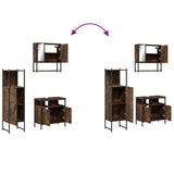 3 Piece Bathroom Furniture Set Smoked Oak Engineered Wood 3214697