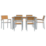 Garden Dining Set 7 pcs Grey and brown 160 x 80 x 75 cm 3284354