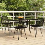 5 Piece Garden Dining Set Black Poly Rattan 3157883