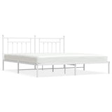 Bed Frame White Powder-Coated Steel 193 x 203 cm Bed Frame 353592