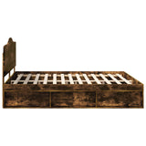 Bed Frame Smoked Oak 200 x 200 cm Solid Pine Wood 3413267