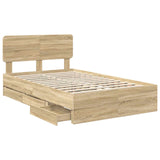 Bed Frame with Drawer Sonoma Oak 120 x 190 cm Engineered Wood 3412208