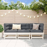 3 Piece Garden Lounge Set White Solid Wood Pine 825416