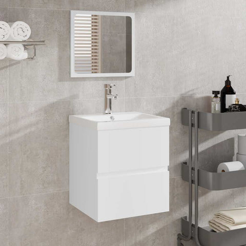 Bathroom Cabinet with Mirror White Engineered Wood 804863