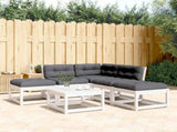 5 Piece Garden Sofa Set with Cushions White Solid Wood Pine 3216961