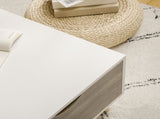 Coffee Table, Modern Tea Table with Open Storage Shelves, Two Drawers and Solid Wood Legs, Coffee T3398P342433