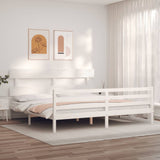 Bed Frame without Mattress White Super King Size Solid Wood 3195107