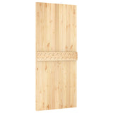Sliding Door Natural and Black 90 x 210 cm Solid Pine Wood 3444903