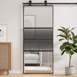 Glass Door Striped Black 90 x 2 x 205 cm Aluminium 42012461