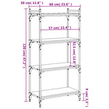 Bookcase 4-Tier Smoked Oak 60x30x120 cm Engineered Wood 837654