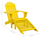 Garden Adirondack Chair with Ottoman Solid Fir Wood Yellow 315864