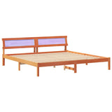 Bed Frame with Headboard Wax Brown 200 x 200 cm Solid Pine Wood 3385747