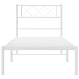 Metal Bed Frame without Mattress with Headboard White 107x203cm 372322