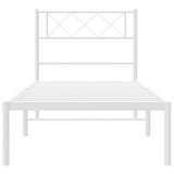 Metal Bed Frame without Mattress with Headboard White 90x200cm 372319
