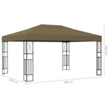 Gazebo with LED String Lights 3x4 m Taupe Fabric 3070331
