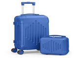 2-Piece ABS Luggage Set with Diamond Pattern & Non-TSA Locks Navy Blue 68760383