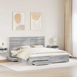 Bed Frame with Drawer Grey Sonoma 200 x 200 cm Engineered Wood 3409613