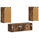 TV Wall Cabinet Set 4 pcs Smoked Oak Engineered Wood 3408912