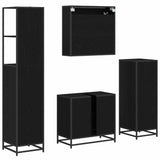 Bathroom Furniture Set 4 pcs Black Oak Engineered Wood 3402377
