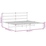 Metal Bed Frame without Mattress with Headboard Black 193x203cm 355371
