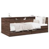 Daybed Brown Oak Engineered Wood Single Convertible Daybed 3280845