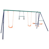 Swing Set with Gymnastic Rings and 4 Seats Steel 92315