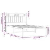 Metal Bed Frame without Mattress with Headboard Black 100x200cm 373686