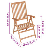 Garden Chair Set of 4 Natural Teak Teak Wood 57 x 71.5 x 100 cm 3065525