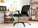 Draughtsman Chair, Mesh Drafting Chair, Ergonomic Office Chair with Flip-up Armrest, Adjustable Foot T3398P344745