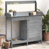 Potting Table with Cabinet Grey 110.5x45x124.5 cm Solid Wood Fir 156345