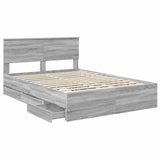 Bed Frame with Drawer Grey Sonoma 150 x 200 cm Engineer Wood 3407975