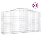 Arched Gabion Baskets 5 pcs 200x50x100/120 cm Galvanised Iron 3145643