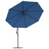 Cantilever Garden Parasol with LED Lights Azure Blue 350 cm 313785