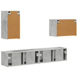 TV Wall Cabinet Set 4 pcs Concrete Grey Engineered Wood 3408937