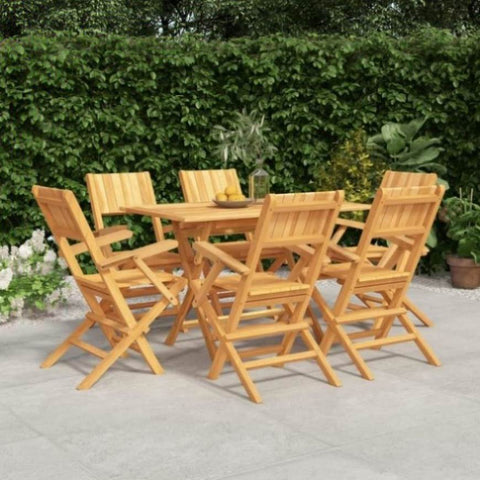 ZNTS 7 Piece Garden Dining Set Solid Wood Teak 3155010