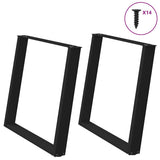 Dining Table Legs U-Shaped 2 pcs Black 100x cm Steel 4012804
