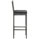 7 Piece Garden Bar Set with Cushions Poly Rattan Grey 3095412