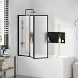 Shower Screen Folding Black 120 x 2 x 117 cm Aluminium 42009754