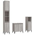 ZNTS 3 Piece Bathroom Furniture Set Grey Sonoma Engineered Wood 3185595
