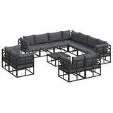 Garden Sofa Set with Cushion 12 pcs Black Aluminium 3378933