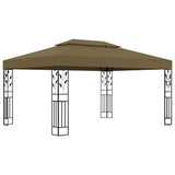 Gazebo with Double Roof&LED String Lights 3x4 m Taupe 3070313