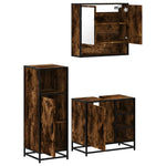 ZNTS 3 Piece Bathroom Furniture Set Smoked Oak Engineered Wood 3300997