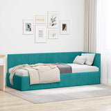 Corner Bed Frame with Headboard Turquoise 80 x 200 cm Velvet 42016295