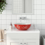 Countertop Basin White and Red Round 41x14 cm Ceramic 155052