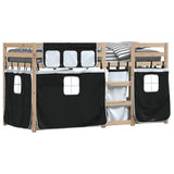 Bunk Bed without Mattress White&Black 90x200 cm Solid Wood Pine 3283928