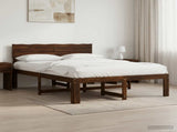 Double Bed Frame with Headboard ROSTOCK Dark Brown 150 x 200 cm 3405428
