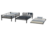 Black-layer wrought iron high and low bed with pull-out bed, reinforced metal bed frame for W3987P434161