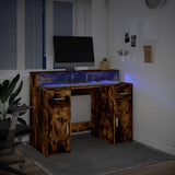 Desk with LED Lights Smoked Oak 120x55x91 cm Engineered Wood 3309415