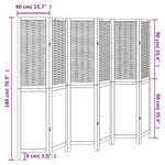 Room Divider 6 Panels White Solid Wood Paulownia 358730